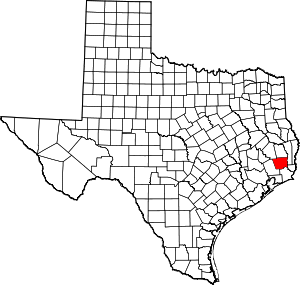 Hardin County location in Texas.