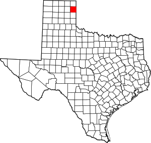 Hemphill County location in Texas.