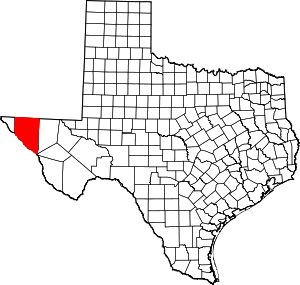 Hudspeth County location in Texas.