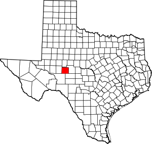 Irion County location in Texas.