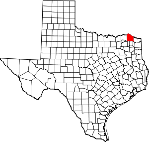 Red River County location in Texas.