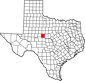 Runnels County location in Texas.