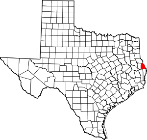 Sabine County location in Texas.