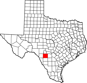 Uvalde County location in Texas.