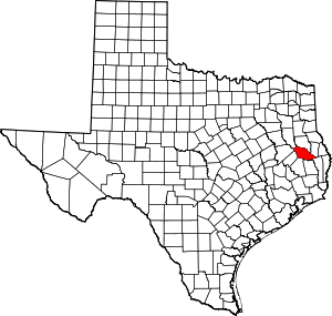 Angelina County location in Texas.