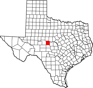 Concho County location in Texas.