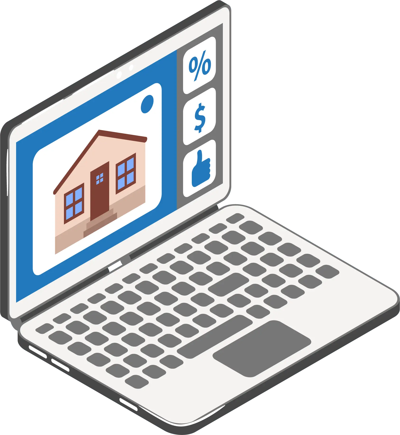 Laptop with picture of house on screen