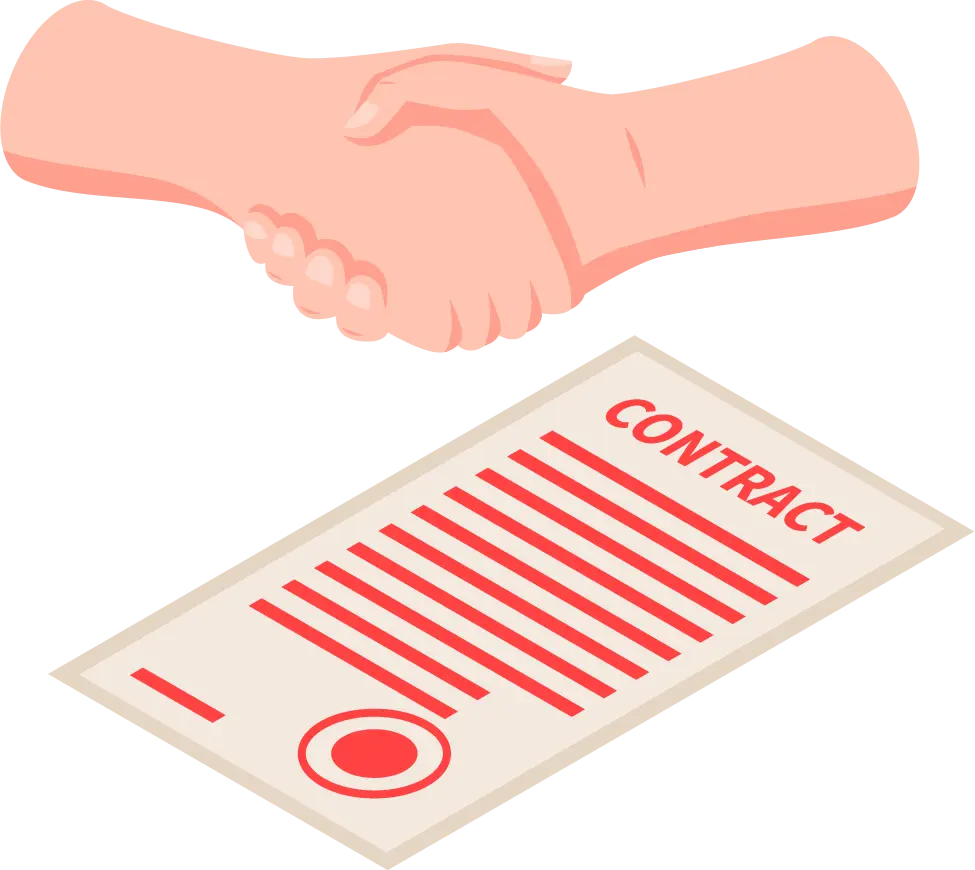 Handshake with contract on table