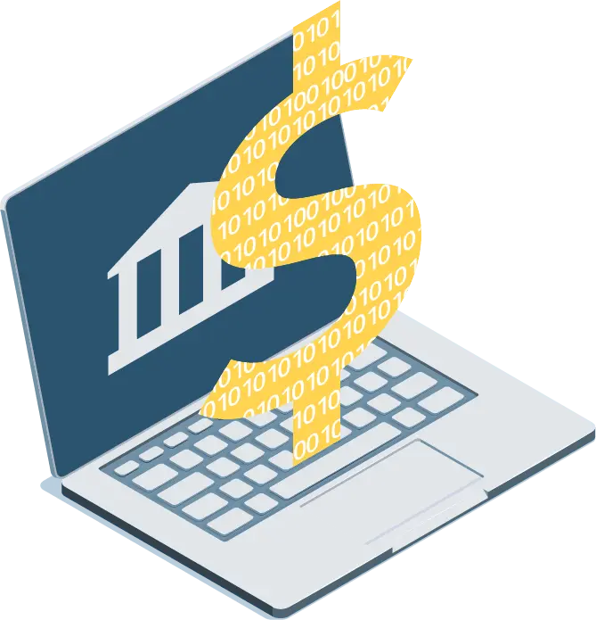 Laptop with big dollar sign